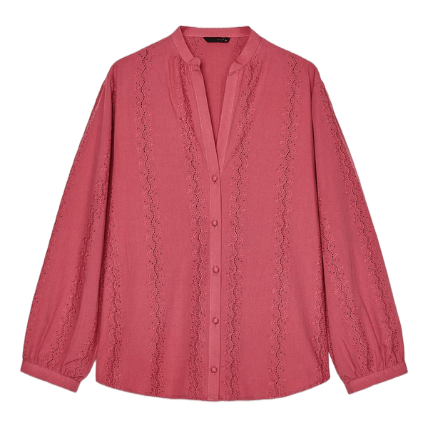 Bluse med cutwork-broderi