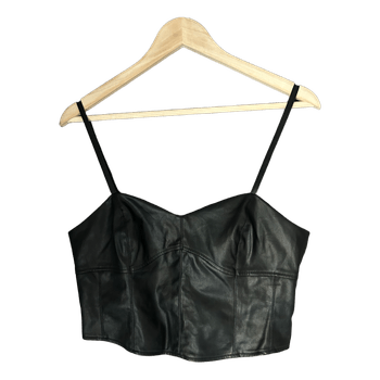 Mohito Black faux leather crop top