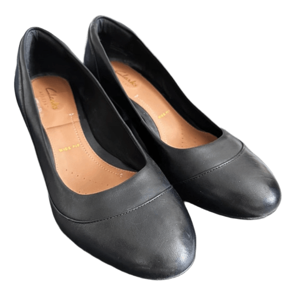 Black leather heels