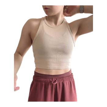 Beige ribattu toppi