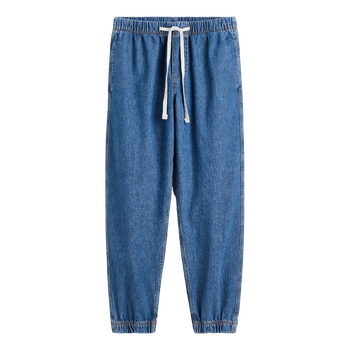 H&M relaxed fit jogger jeans S-M blue denim elastic waist casual streetwear pants