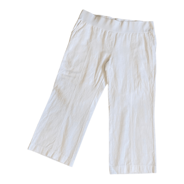 White cotton linen trousers