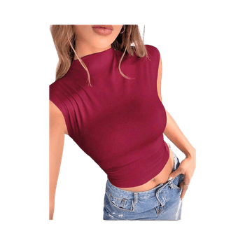 Burgundy sleeveless crop top