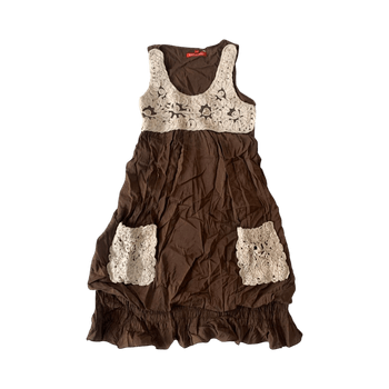 Brown crochet pocket dress