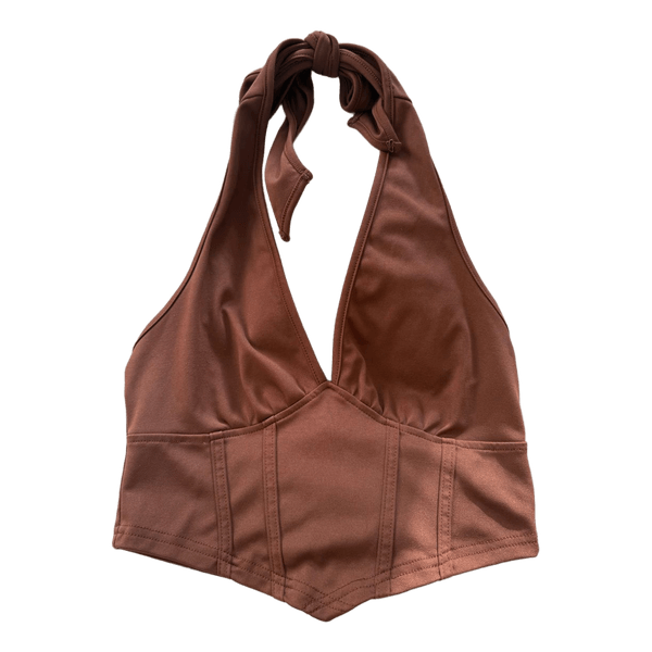 Brown halter neck top