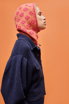 Pink Knit Jacquard Hood