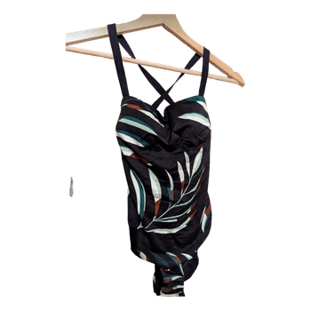 Black leaf print swimsuit