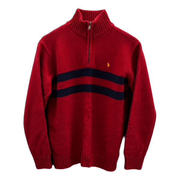Red cotton zip sweater