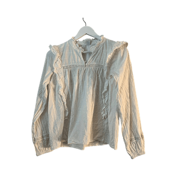 White ruffled cotton blouse