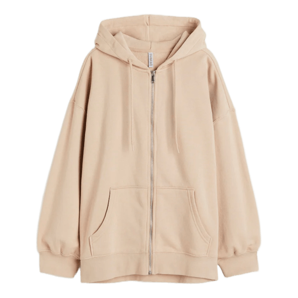 Beige zip-up hoodie