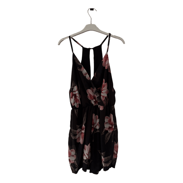 Sort blomstret playsuit