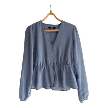 Blue button up blouse
