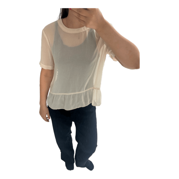 Sheer glitter short sleeve blouse