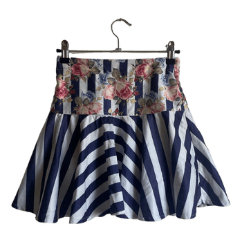 Striped floral mini skirt