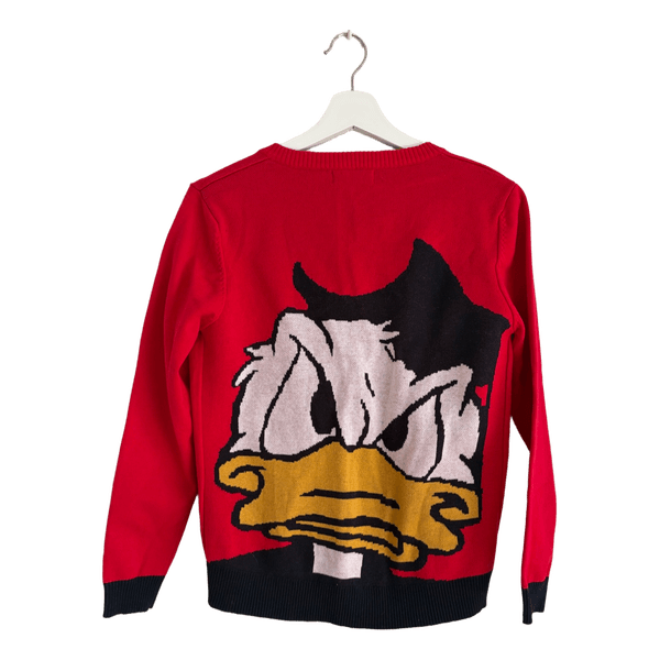 Red cartoon graphic cardigan