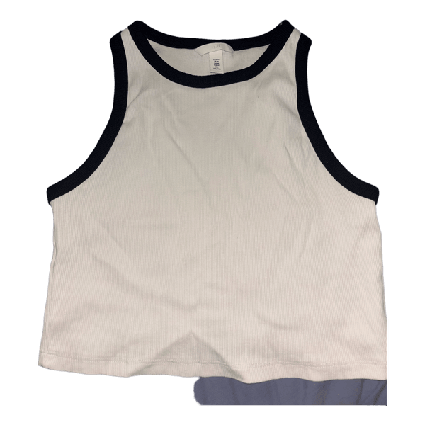 White ribbed cropped tank top