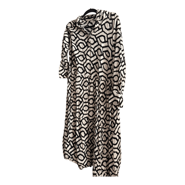 Black and white patterned shirt dress