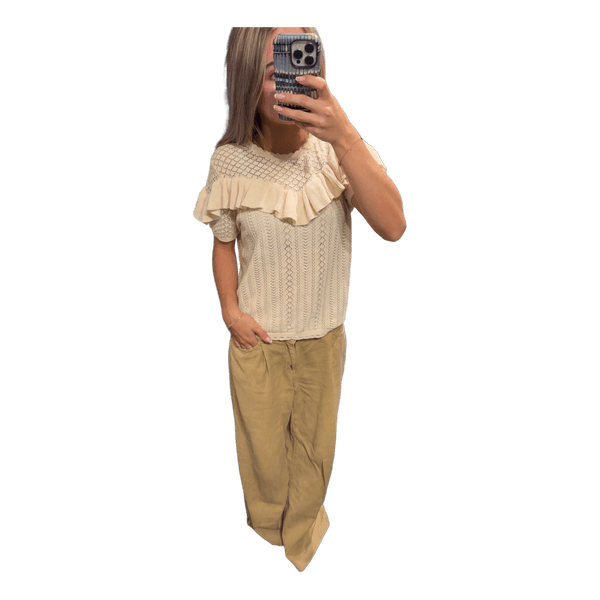 Mos Mosh strikbluse med flæser