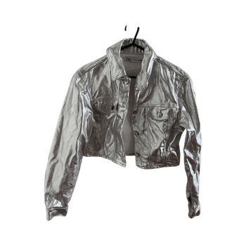 Silver metallic cropped jacket
