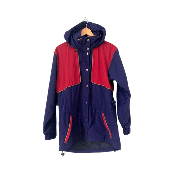 LL Bean Vintage Lightweight Parka Jacket – Size M  Vintage LL Bean lightweight parka in red and navy patterned colorway, size M. Classic American outdoor style with underarm ventilation zippers, back vent, chest logo and leather logo patch, and roomy side pockets. Wind-resistant, comfortable, and perfect for transitional weather. In good overall condition.  Measurements: • Length: 72 cm • Chest: 2