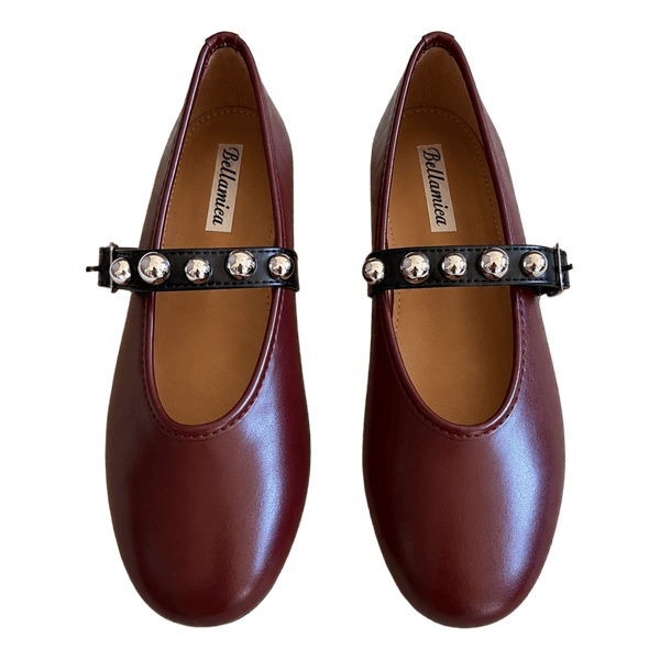 Burgundy stud mary janes