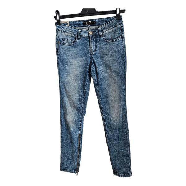 Seven7 Los Angeles Acid Wash Skinny Jeans Size 27 Ankle Zip Embroidered Y2K