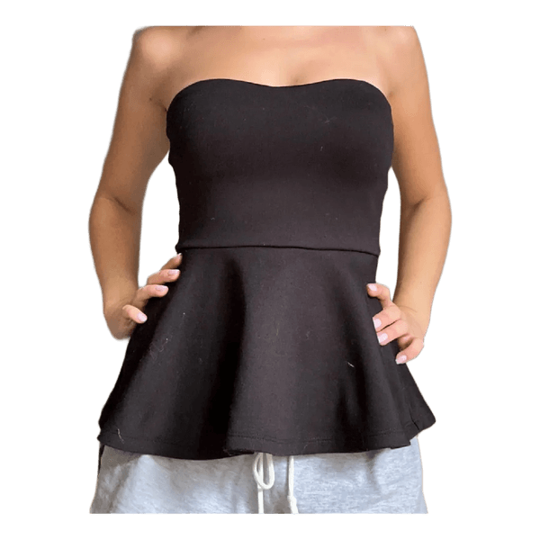 Black peplum tube top