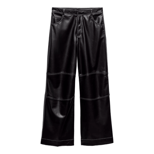 Black leather effect trousers