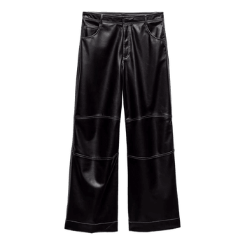 Black leather effect trousers