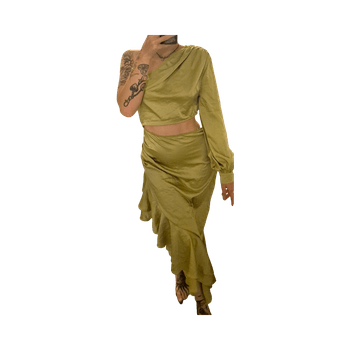 vihreä cut-out midimekko