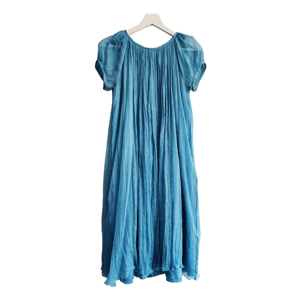 Marimekko turquoise silk chiffon dress