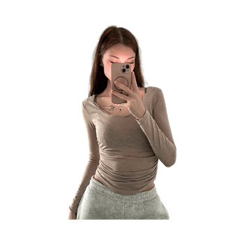 Vaaleanruskea pitkähihainen paita