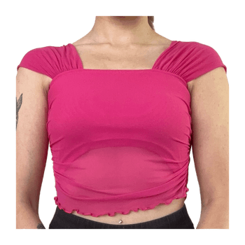 Pinkki mesh crop top XS/S – näyttävä / bile / Y2K