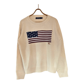 🇺🇸 Polo Ralph Lauren Flag Knit Sweater – Cream (Size L)