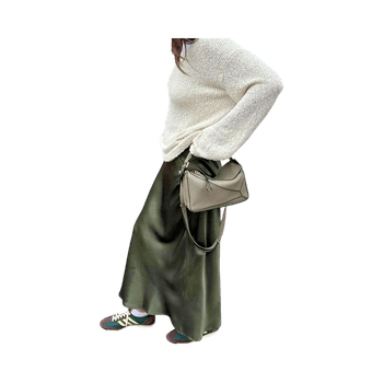 Olive green satin maxi skirt