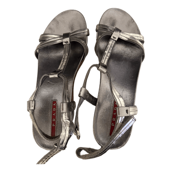 Prada silver wedge sandals