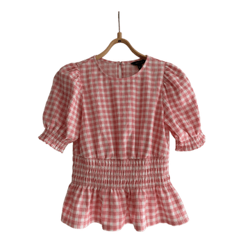 Pink gingham peplum top