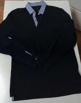 Like new !! Massimo Dutti navy polo long sleeve polo shirt size M