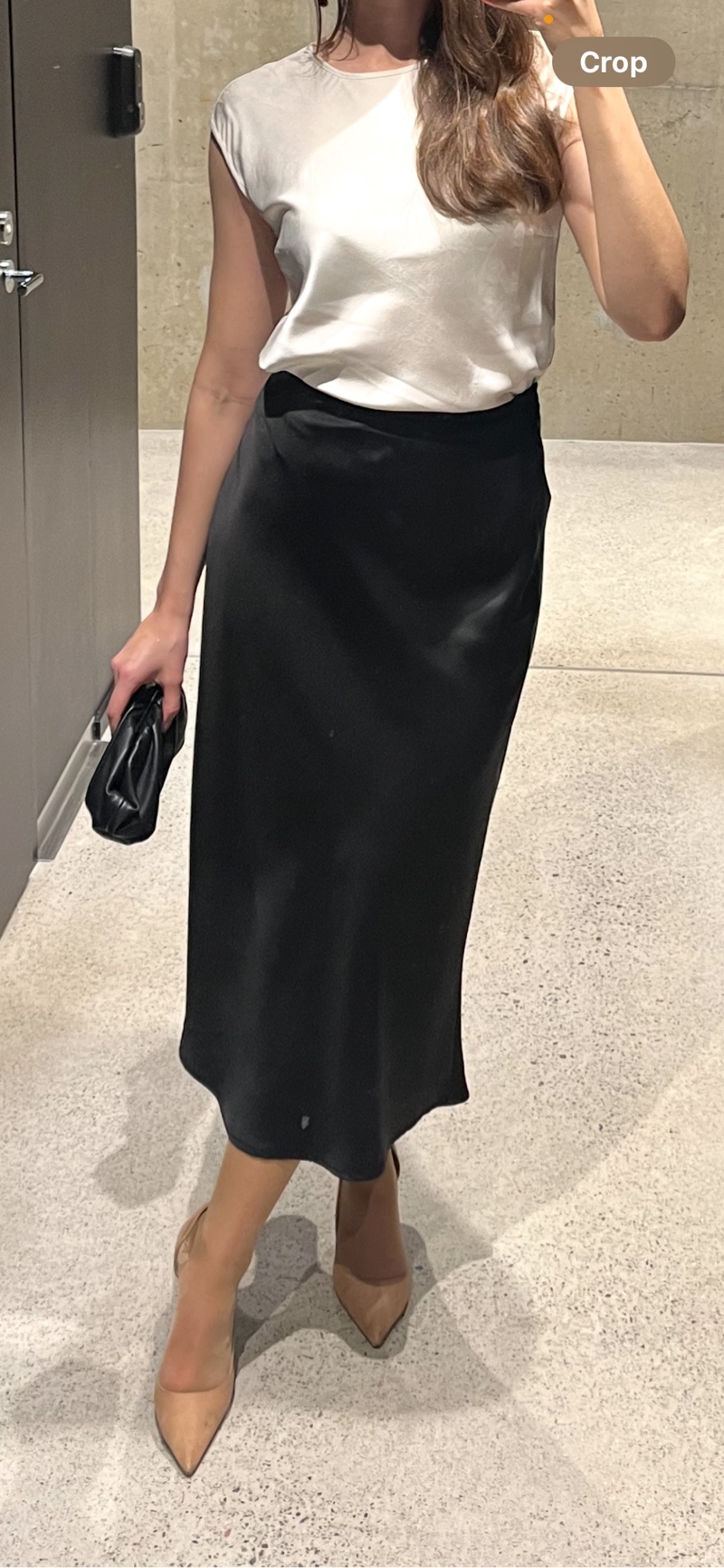 Black satin skirt 