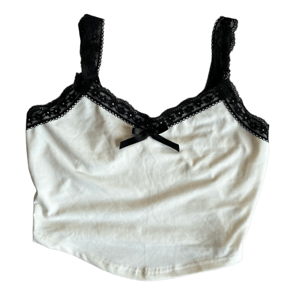 White tank top with black lace