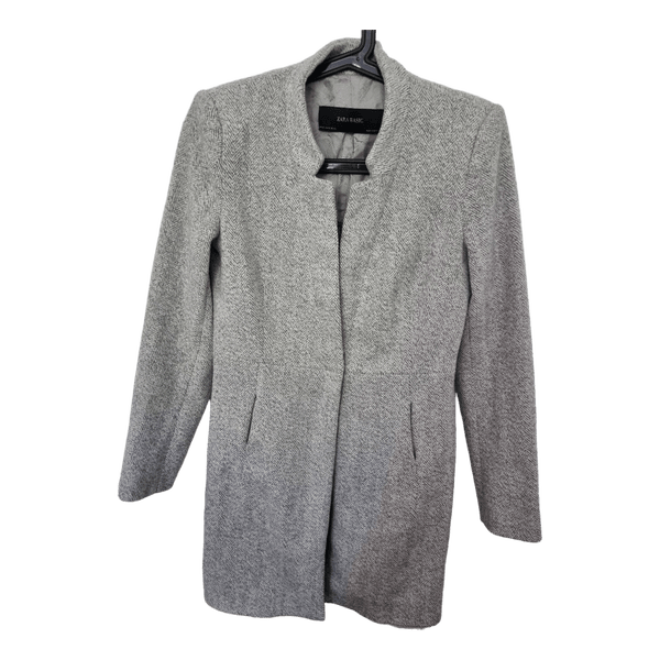 Grey herringbone wool coat