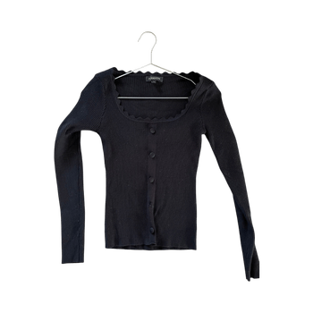 Y2K Black ribbed button cardigan