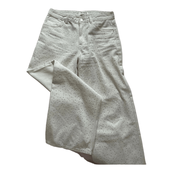 White rhinestone jeans