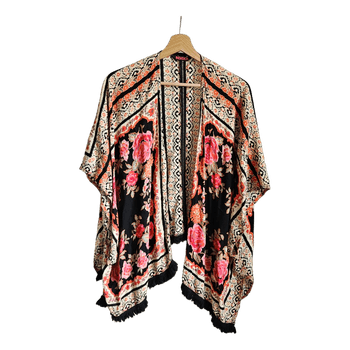 INDISKA Floral Boho Kimono Cardigan Cape Festival Bohemian Hippie S/M ✨