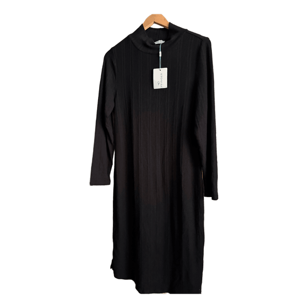 Black ribbed midi dress