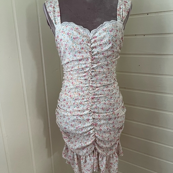Floral ruched midi dress