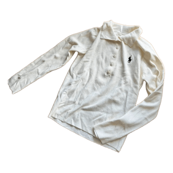 White buttoned long-sleeve top