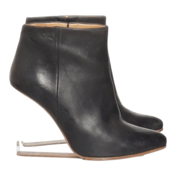 Black clear wedge boots