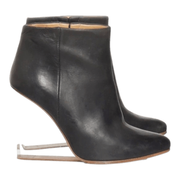 Black clear wedge boots