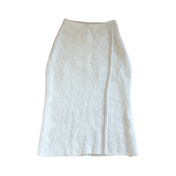 White alpaca wool midi skirt